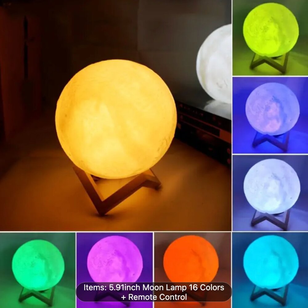 NIB LED Color Changing Moon Lamp Nightlight - Picture 8 of 9